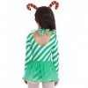 dPois Enfant Fille Lutin Robe Noël Déguisement Elfe Costume Carnaval Halloween Cosplay Elf Chapeau Lutin Tenue Jeu de Rôle Tu