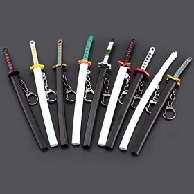 YYBHSD Anime Demon Kamado Nezuko Mini Katana Porte-clés Mini Épée Anime Kamado Nezuko Lame Modèle en Métalavec Fourreau Porte