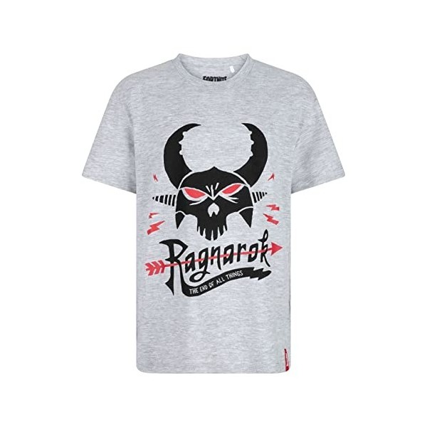 FORTNITE | Jouets et joueurs | RAGNAROK | T-shirt Fortnite en coton gris pour jeux vidéo, tailles de 10 à 16 ans.., gris, 16 