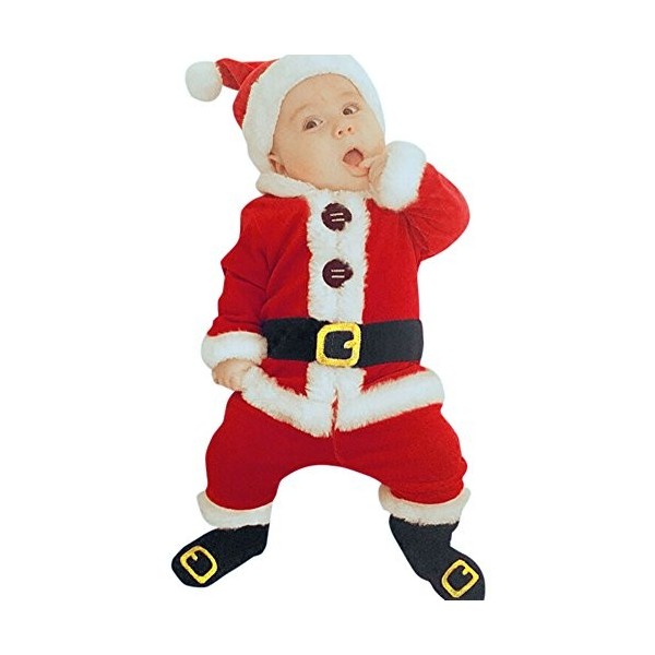 Xiaojiu Bebe Noel Vetement Ensemble De Noël Bébé Garçon Fille Déguisement  De Noël En Coton Vêtement De Noël Pour Bébé 0-24 Mois Barboteuse Pantalon