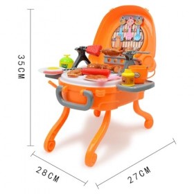 Porceosy Ensemble de cuisine pour jeux de rôle, jouet de cognition alimentaire, barbecue portable pour enfants, apprentissage