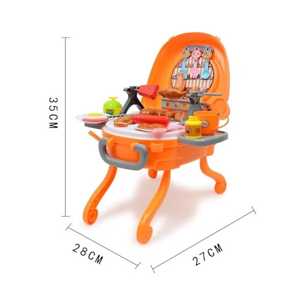 Porceosy Ensemble de cuisine pour jeux de rôle, jouet de cognition alimentaire, barbecue portable pour enfants, apprentissage