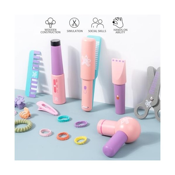 Cipliko Jouets de Coiffure - Jouets de Style en Bois pour Jeu de Simulation de Princesse,Accessoires de déguisement pour pour