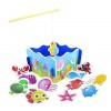 Mayco Bell Jouets éducatifs pour bébé Jouets de pêche en Bois magnétique en Bois Set de Poissons Jeu de pêche éducatifs pour 