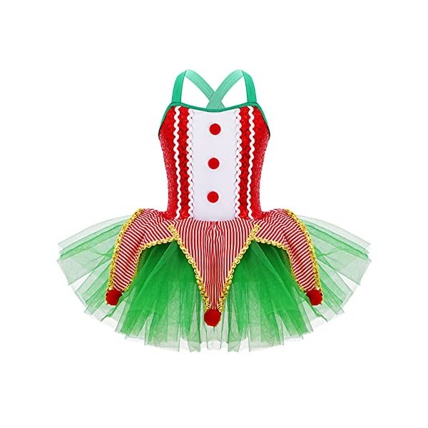 dPois Enfant Fille Lutin Robe Noël Déguisement Elfe Costume Carnaval Halloween Cosplay Elf Chapeau Lutin Tenue Jeu de Rôle Tu