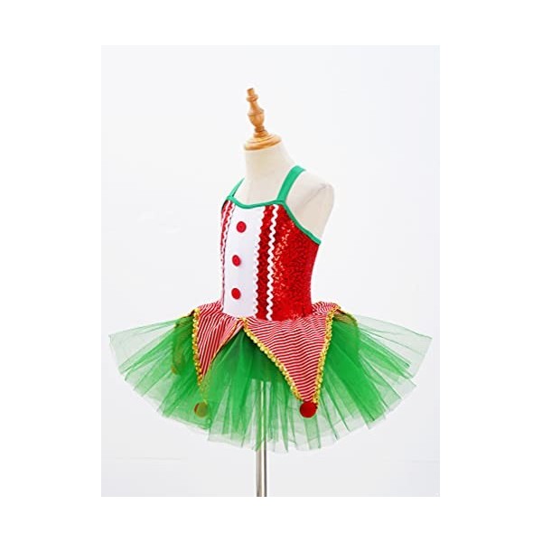 dPois Enfant Fille Lutin Robe Noël Déguisement Elfe Costume Carnaval Halloween Cosplay Elf Chapeau Lutin Tenue Jeu de Rôle Tu