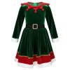 Oyolan Enfant Fille Déguisement Lutin de Noël Robe Velours/Paillette Costume Noël Tenue Cosplay Mère Noël Spectacle 3-14 Ans 