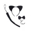 Costume danimal avec oreilles et nœud papillon, bandeau, jeu décole, costume de théâtre, déguisement de chat noir