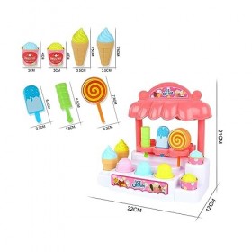 perfk Camion de Crème Glacée, Ensemble de Jeu pour Enfants, Jouet En Bois, Jouet Dapprentissage Précoce