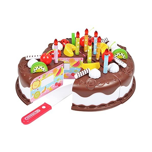 Whp273 Maison de jeu pour gâteau danniversaire Jouet simulation pour enfants Cuisine Gâteau Fruits Couper et couper Musique 
