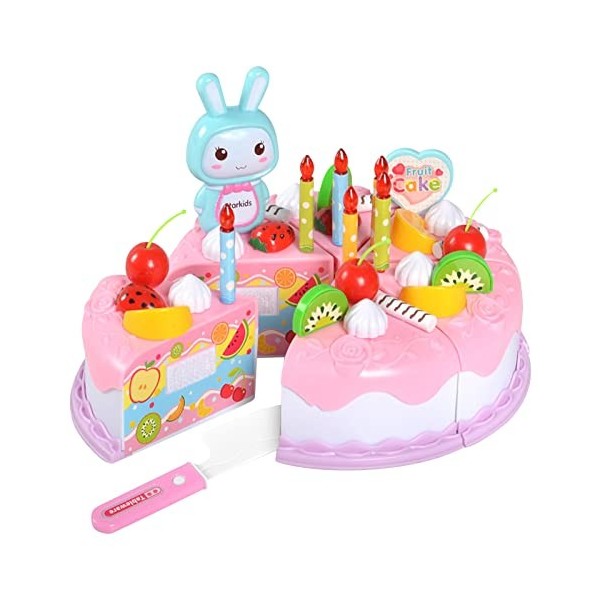 Whp273 Maison de jeu pour gâteau danniversaire Jouet simulation pour enfants Cuisine Gâteau Fruits Couper et couper Musique 
