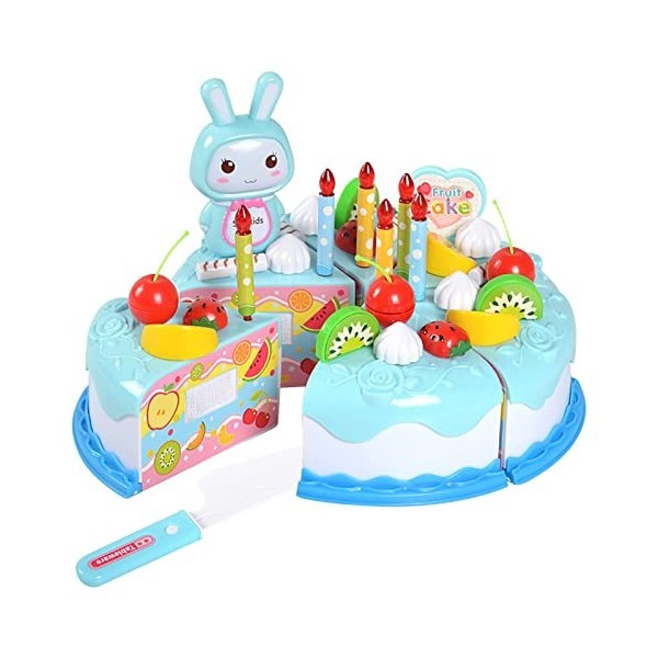 Whp273 Maison de jeu pour gâteau danniversaire Jouet simulation pour enfants Cuisine Gâteau Fruits Couper et couper Musique 