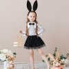 Fennoral 6pcs Costume de Lapin pour Enfants Costume de Lapin Noir Costume de Lapin de Pâques - Bandeau de Lapin Tulle Tutu Co