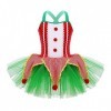 dPois Enfant Fille Lutin Robe Noël Déguisement Elfe Costume Carnaval Halloween Cosplay Elf Chapeau Lutin Tenue Jeu de Rôle Tu