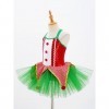 dPois Enfant Fille Lutin Robe Noël Déguisement Elfe Costume Carnaval Halloween Cosplay Elf Chapeau Lutin Tenue Jeu de Rôle Tu