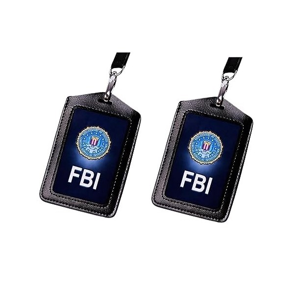 YXBOMG Lot de 2 porte-cartes didentification en cuir avec cordon, accessoires de police spéciaux pour jeux de rôle, agents d