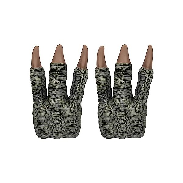 belupai 2pcs Griffes de Dinosaure, Gants Faux Dinasour Lifelike Velociraptor Jeu de Rôle Griffes en Latex Halloween pour Enfa