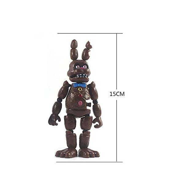 FNAF Lot de 6 figurines Bonnie Fazbear Ours Chica en PVC avec lumières articulées articulées 13-15 cm