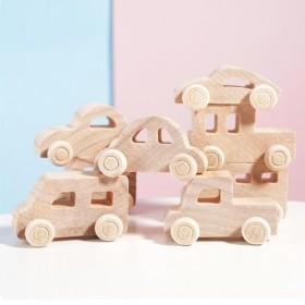 Sharplace 8 pièces Peinture à la Main en Bois Mini Voiture Main Oeil Coordination Montessori Jouet empilage équilibre Jeu emp