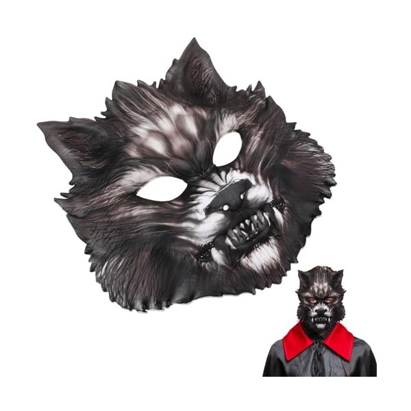 Totority 3 Pièces Halloween Costumes Pour Hommes Animaux Visage Halloween Loup Masques Loup-Garou Halloween Masques Pour Enfa