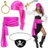 Ailesiy Lot de 4 accessoires de costume de pirate sur le thème des Caraïbes,Capitaine de pirate amusante,Cosplay de fête médi