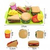 Miotlsy Jouets de Cuisine,Imitations daliments pour enfants,Set Hamburger pour enfants avec Frites Hot Dogs Plateau, Jeu Di