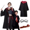 Costume da cosplay per bambini, con mantello, cravatta, occhiali, Halloween