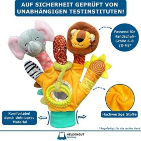 HELDENGUT® Gant de Jeu 2 en 1 comme Cadeau Parfait pour bébé – Gants pour poupées à Doigts certifiés Selon Les Normes europée