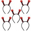 Lezevn Lot de 5 bandeaux dantenne coccinelle rouge et noir pour Halloween, cosplay, jeux de simulation