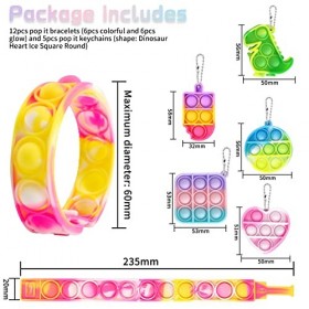XSHAO 17 Pcs Popit, Silicone Coloré Bracelet Pop It pour Enfants Adultes Autisme Classe Récompenses Fête danniversaire Extru