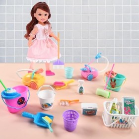 22pcs Kit de Nettoyage pour Enfant, Ensemble de Jouet de Nettoyage pour Enfants, Set de Nettoyage Jouet Enfant, Balais, Poube