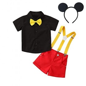 Jolly Fancy - Déguisement Costume Mickey Mouse avec Oreilles de Souris Cerceau pour Bebe Garçons Taille 18-24 mois
