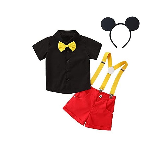 Jolly Fancy - Déguisement Costume Mickey Mouse avec Oreilles de Souris Cerceau pour Bebe Garçons Taille 18-24 mois