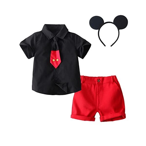 Jolly Fancy - Déguisement Costume Mickey Mouse avec Oreilles de Souris Cerceau pour Bebe Garçons Taille 18-24 mois