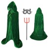 ZUCOS Cape à Capuche Velours Adulte Enfants Halloween Manteaux Long Halloween Costume Unisexe Sorcière Vert 80cm