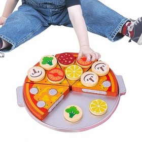 Cipliko Jouets pour Enfants - Jouet en Bois pour Enfants, Nourriture, Jeu Pizza, Jouet rôle Multifonctionnel, coloré et Vivan