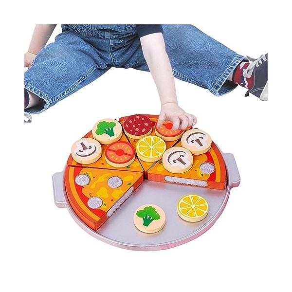 Cipliko Jouets pour Enfants - Jouet en Bois pour Enfants, Nourriture, Jeu Pizza, Jouet rôle Multifonctionnel, coloré et Vivan