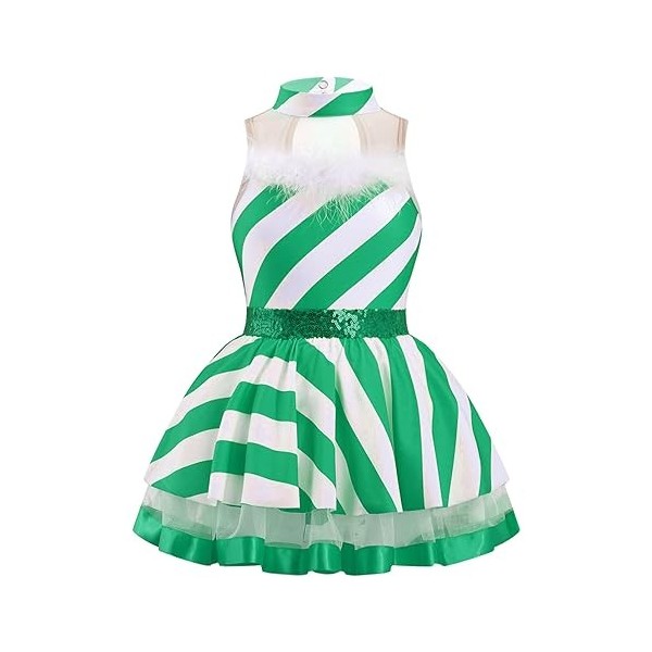 dPois Enfant Fille Lutin Robe Noël Déguisement Elfe Costume Carnaval Halloween Cosplay Elf Chapeau Lutin Tenue Jeu de Rôle Tu