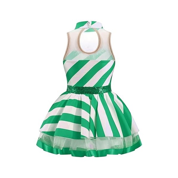 dPois Enfant Fille Lutin Robe Noël Déguisement Elfe Costume Carnaval Halloween Cosplay Elf Chapeau Lutin Tenue Jeu de Rôle Tu