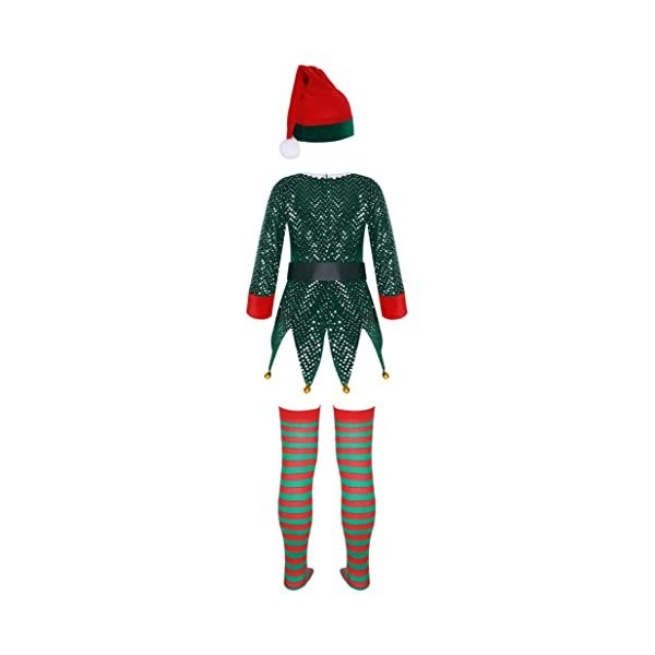 TSSOE Deguisement Lutin Enfant Garcon Vetement de Noel Fille Tenue Jeu de Rôle Santa Costume de Noël Cosplay Elf Chapeau Luti