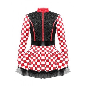 TiaoBug Déguisement Pilote de Voiture de Course Enfant Fille Costume Halloween Carnaval Jeu de Role Robe Danse Soirée Fête à 