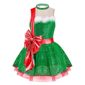 Aiihoo Enfant Fille Lutin Robe Noël Déguisement Elfe Costume Carnaval Halloween Cosplay Elf Chapeau Lutin Tenue Jeu de Rôle T