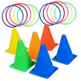 Toyvian Football 1 Jeu DAnneaux De Lancer DAnneaux en Plastique pour Jeux DExtérieur Anneaux pour Lancer des Anneaux Cônes