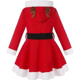 Oyolan Enfant Fille Déguisement Lutin de Noël Robe Velours/Paillette Costume Noël Tenue Cosplay Mère Noël Spectacle 3-14 Ans 