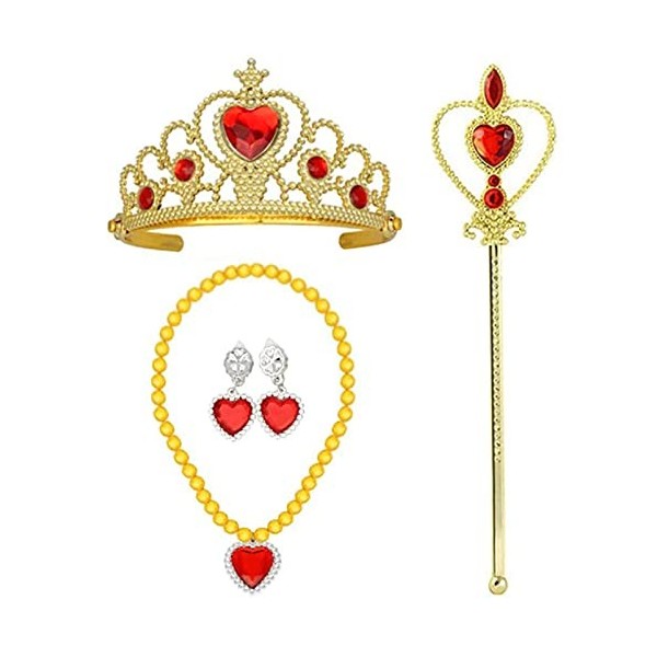 Accessoires de déguisement de princesse, collier et boucles doreilles en or avec couronne royale et diadème, bijoux pour fil