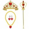 Accessoires de déguisement de princesse, collier et boucles doreilles en or avec couronne royale et diadème, bijoux pour fil