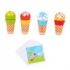 MagiDeal Jeu de Simulation de crème glacée en Bois, 4 pièces, Jouets éducatifs précoces, Ensemble de Jouets Alimentaires pour
