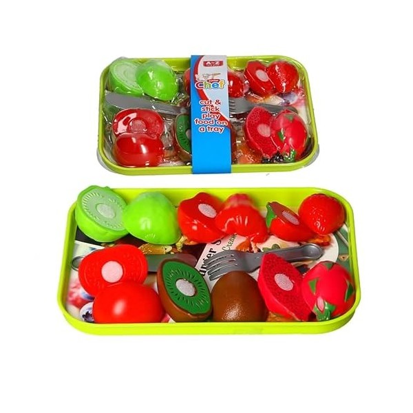 Coupez et collez les aliments de jeu sur un plateau – Ensemble de jouets pour tout-petits, jeu éducatif et amusant, faux alim