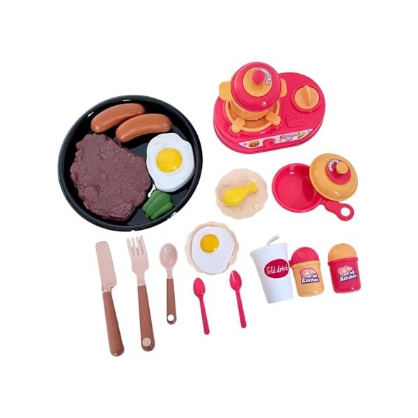 perfk Ensemble de Jeu de Cuisine, Ensemble de Jeu de Cuisine, Jouet de Coupe de Steak de Pizza préscolaire, Jeu de Simulation