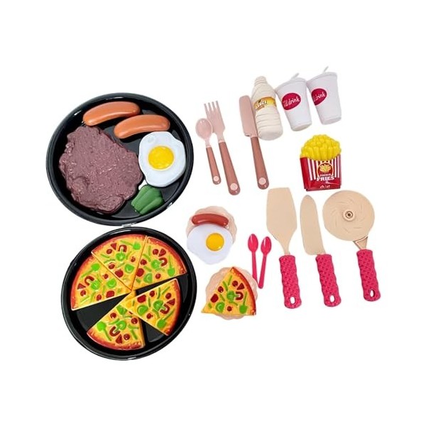 perfk Ensemble de Jeu de Cuisine, Ensemble de Jeu de Cuisine, Jouet de Coupe de Steak de Pizza préscolaire, Jeu de Simulation
